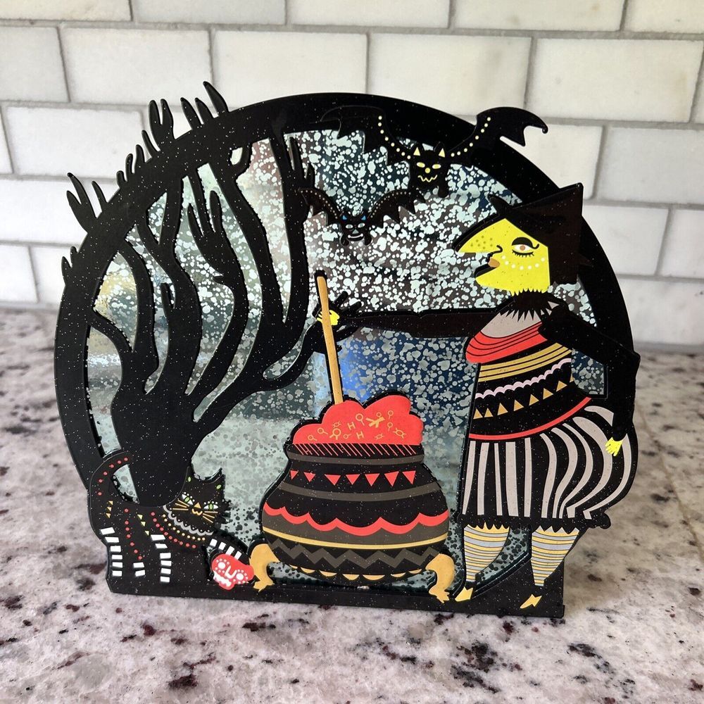 Hallmark Frank & Fright Halloween Witch and Black Cat Tea Light Holder A3